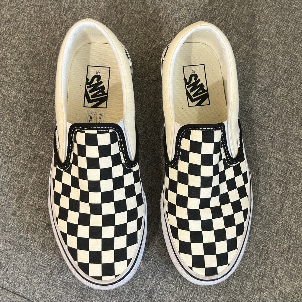 Checkered slip on vans